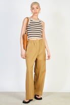 Beige and brown horizontal stripe knit tank_4