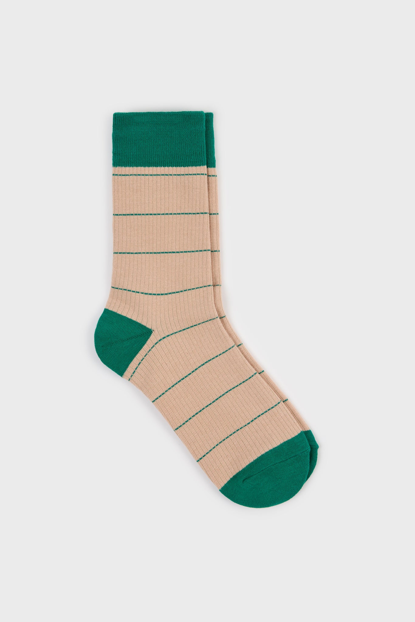 Beige and green vertical stripe socks_1