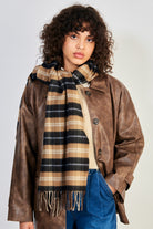Beige and ivory checked scarf_1