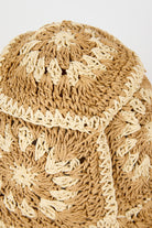 Beige and ivory crochet straw bucket hat_2