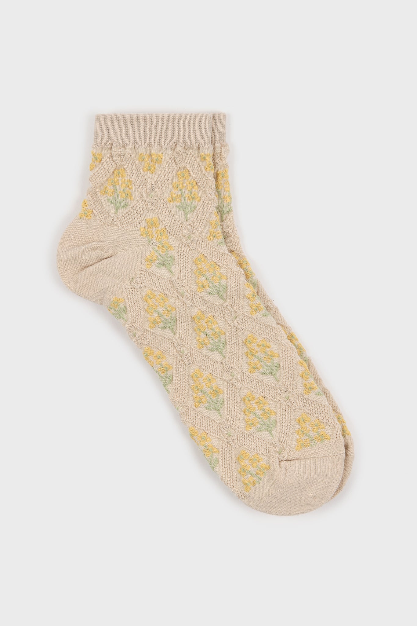 Beige and orange floral bouquet socks_1