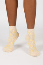 Beige and orange floral bouquet socks_3