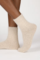 Beige angora ribbed ankle trim socks_3
