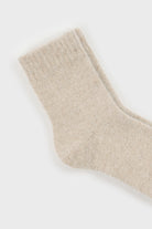 Beige angora ribbed ankle trim socks_2