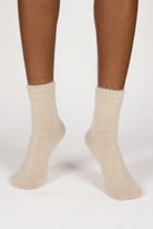 Beige angora ribbed ankle trim socks_4