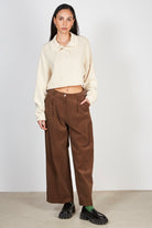 Beige button neck cropped wide jumper_3