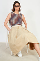 Beige cascading pleat full skirt_5