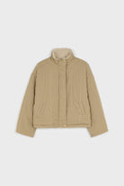 Beige checked reversible teddy fleece jacket_1