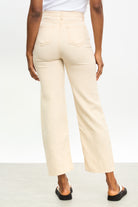 Beige contrast stitch thin wide leg jeans_2