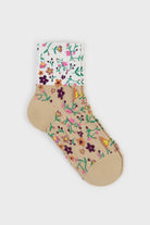 Beige floral colourblock socks_1