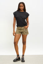 Beige leopard print mini shorts_4