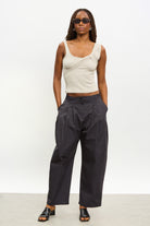 Beige looped banding tank top_4