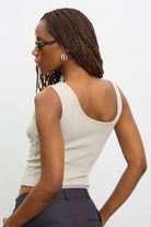 Beige looped banding tank top_2