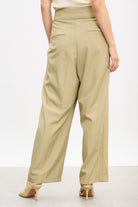 Beige multi pleat side button trousers_2