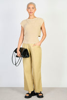 Beige open tie back sleeveless knit top_4