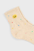Beige rainbow confetti smiley face socks_4