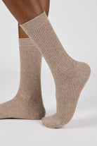 Beige rainbow fleck scrunch stretch socks_1