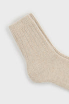 Beige ribbed angora long socks_2