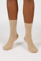 Beige smooth cashmere wool blend socks_4