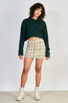 Beige tartan mini skirt_4