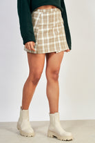 Beige tartan mini skirt_1