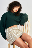 Beige tartan mini skirt_5