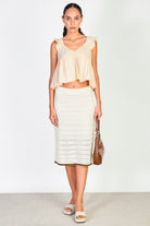 Beige textured knit pencil skirt_5