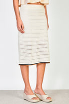 Beige textured knit pencil skirt_1