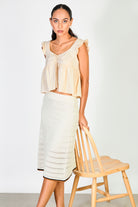 Beige textured knit pencil skirt_4