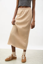 Beige textured midi skirt_1