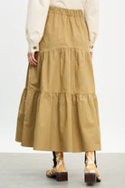 Beige tiered midi skirt_2