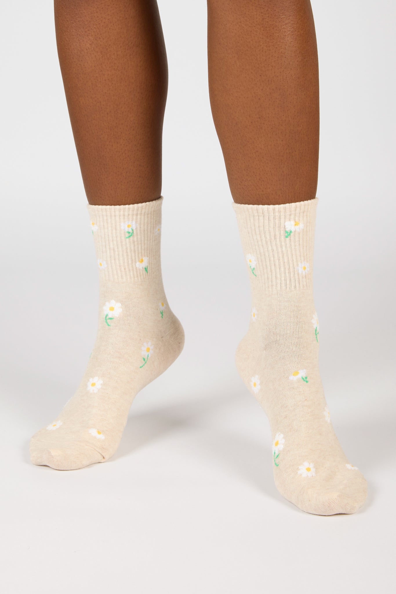 Beige tiny daisy socks_4