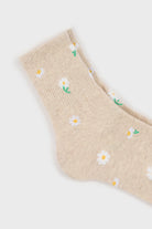 Beige tiny daisy socks_2