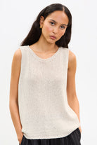 Beige wide neck knit tank_1
