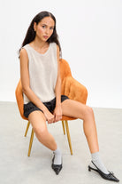 Beige wide neck knit tank_5