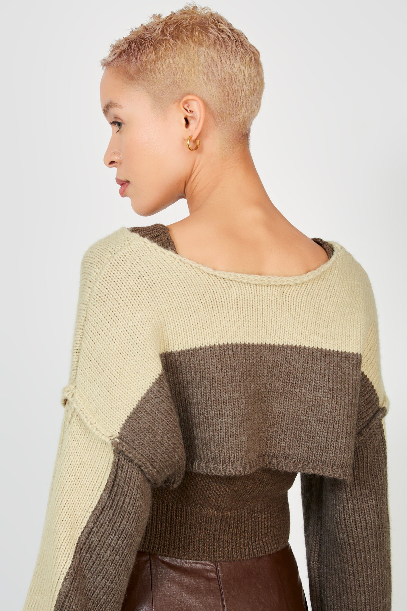 Beige colourblock wide jumper