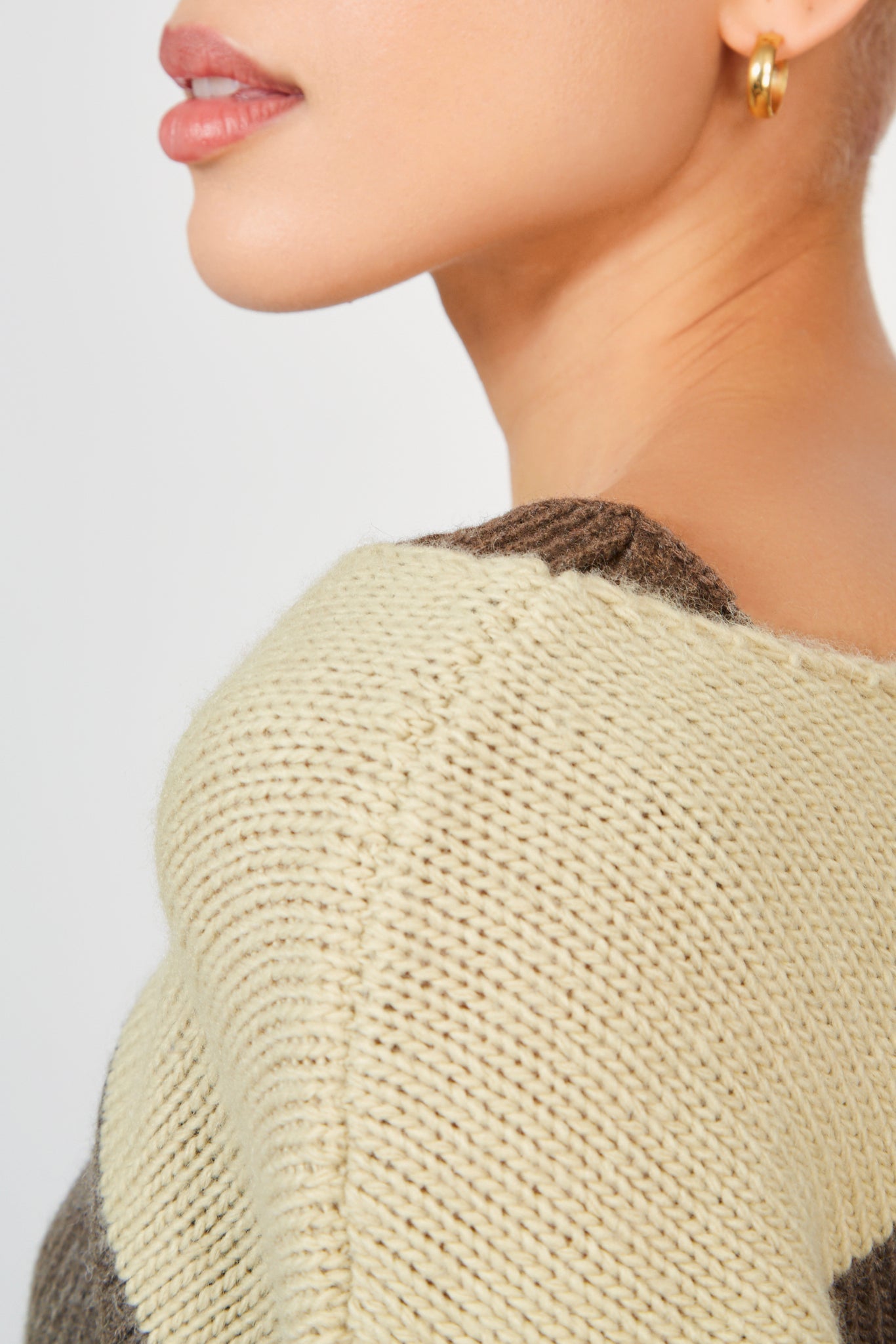 Beige colourblock wide jumper