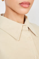 Beige corduroy cropped shirt_4