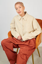 Beige corduroy cropped shirt_5