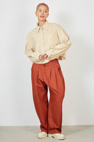 Beige corduroy cropped shirt_3