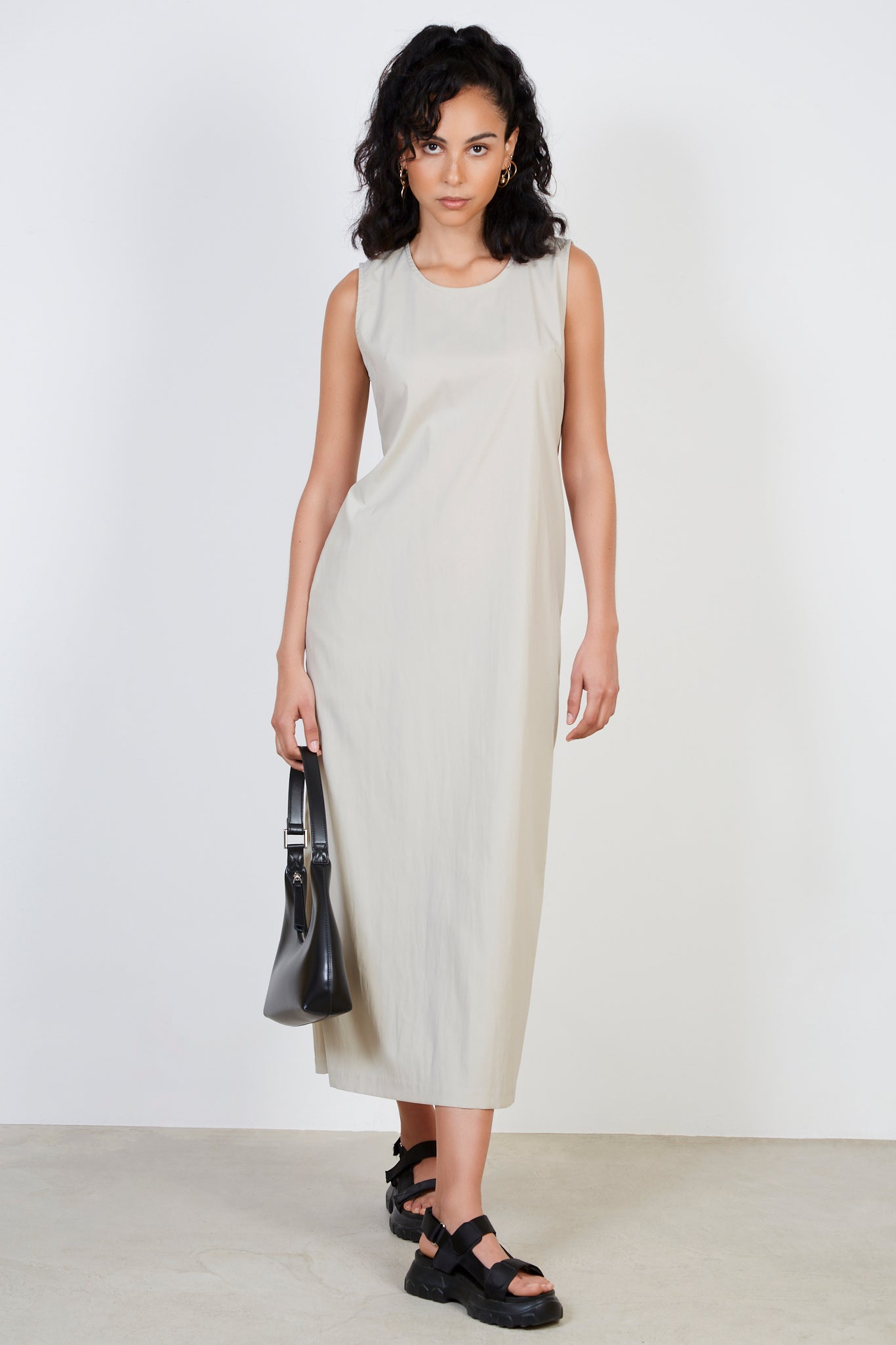 Beige looped tie back dress