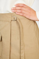 Beige pocket front mini skirt_4