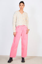 Beige rainbow fleck knit cardigan_3