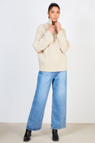 Beige shaped thick rib turtleneck jumper_4