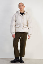 Beige short hooded puffer jacket_2
