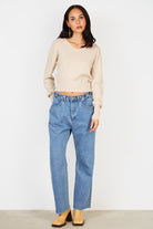 Beige smooth v neck jumper_3