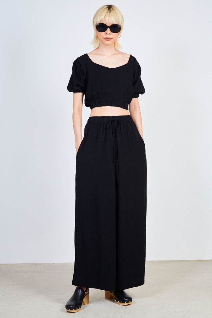 Black high waisted wide leg trousers_3
