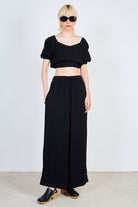 Black ruched waist short sleeved top_3