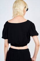Black ruched waist short sleeved top_2
