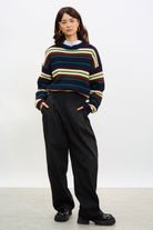 Black adjustable waist trousers_4